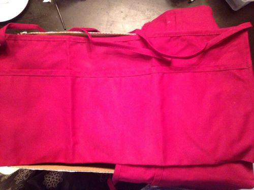 2 Burgundy Waist Aprons- 3 Pockets for Restaurant Server Waiter Waitress NEW