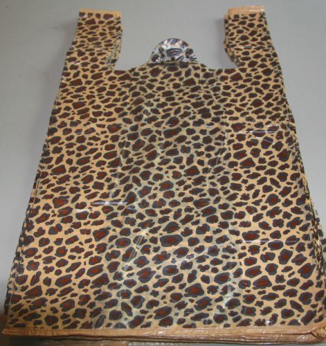 400 LEOPARD  print Plastic T-Shirt Bags 200 size  8&#034; x 5&#034; x 16&#034; and 200 11.5 x 9