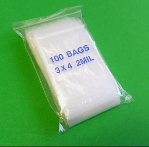 100 3x4 Zip Lock Bags Clear