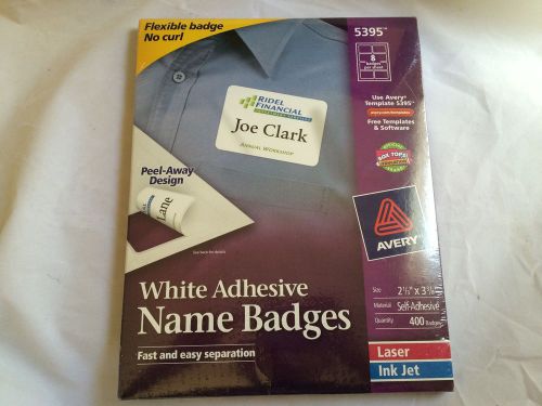 Avery Adhesive Name Badges, 2.33 x 3.38 Inches, White, Box of 400 (5395)