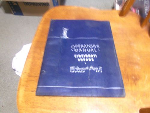 Cincinnati 10 Series Shears Operators Manual