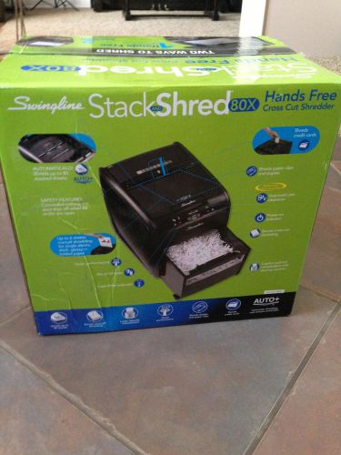 Swingline 1757574 Stack-and-Shred 80X Cross-Cut Shredder, 11&#034;x16&#034;x16&#034;, Black