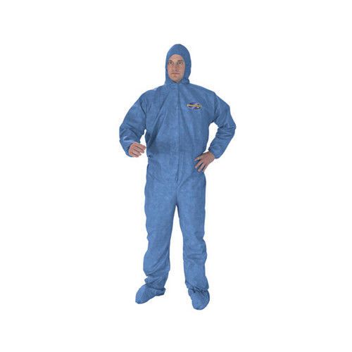 Kleenguard a60 large elastic-cuff and back hooded coveralls in blue for sale