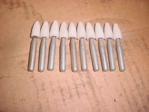 LOT OF 10 Grinding GRINDER STONE WHEEL 3/8&#034;OD 7/8L CONE 1/4&#034;STEM SHANK METAL DIE