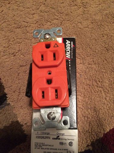 Cooper Wiring Device Duplex Receptacle Outlet Orange- IG5262RN