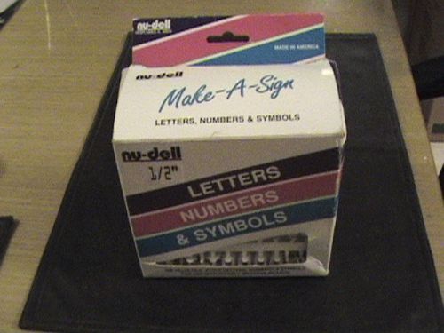 Look!! nu-dell  280 pcs  1/2&#034; letters, numbers &amp; symbols  plus 25 pcs  3/4&#034; pcs for sale