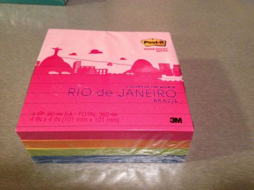 Post-It Super Sticky Colors Of The World Brazil Notes, Super Sticky, 4 X 4, 90/