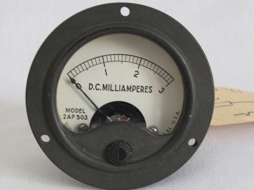 Vintage Sun Electric Model 2AP503 DC Milliamperes Range: 0-3 ~ Round Gauge