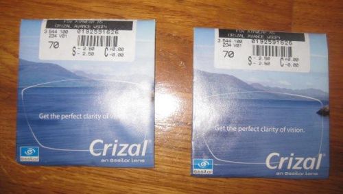 1 PAIR -2.50 POLYCARBONATE CRIZAL AVANCE LENSE BRAD NEW, RETAIL $275