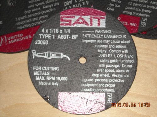 UNITED ABRASIVES-SAIT 23068 Abrsv Cut Whl, 4In D, 1-16 in. T, 1/4In AH (10 PCS)