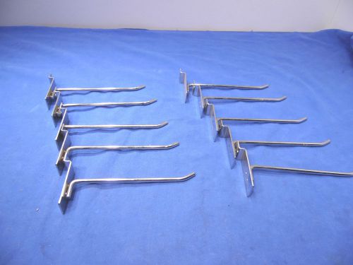 6 1/2&#034; Slatwall,Slat Wall Hooks,Peg Board Hooks,Chrome,6 1/2 Inch Long,Lot of 10