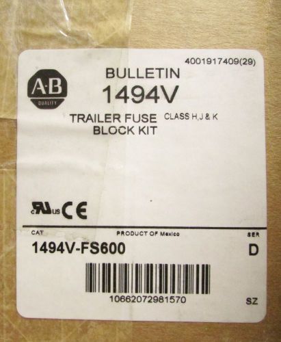 ALLEN BRADLEY Class H.J+K Trailer Fuse Block 600 Amp 1494V FS600