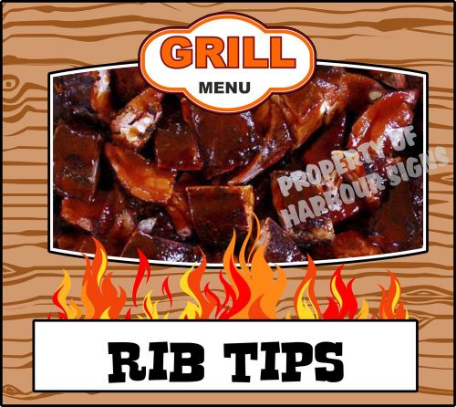 Grill Menu Rib Tips Decal 14&#034; BBQ Food Truck Concession Restaurant Vinyl