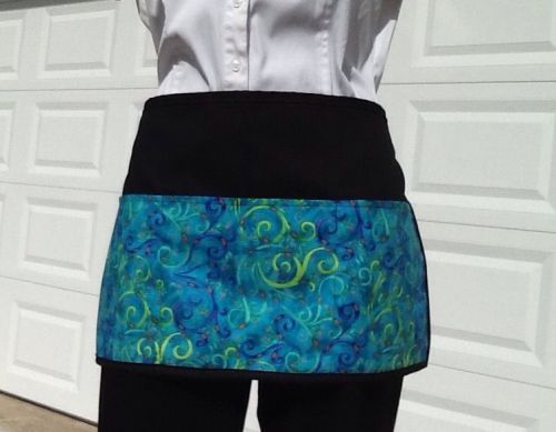 BLACK Teal 3 POCKET WAITRESS WAIST APRON BAR CAFE SERVERS  Resturant USA