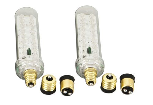 TCP 20714 LED Red Exit Sign Retrofit Lamps w Candelabra &amp; Bayonet Bulb Adapters
