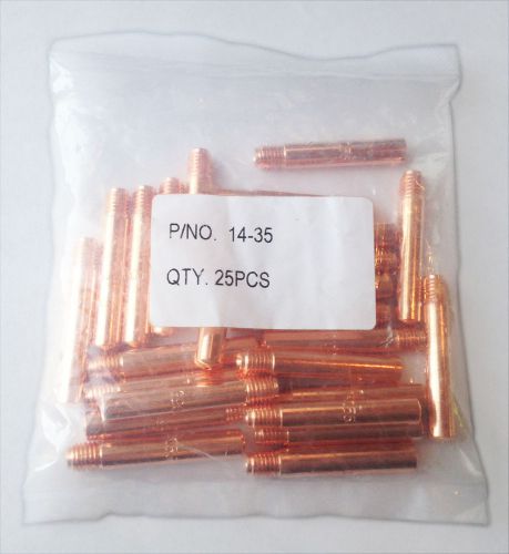 Pk of 25 tweco style contact tips, .035 in 14-35 for mig welding guns for sale