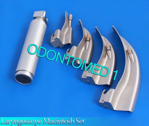 LARYNGOSCOPE MEDIUM HANDLE C + 4 MACINTOSH BLADE #0+1+ 2+4 ENT ANESTHESIA SET