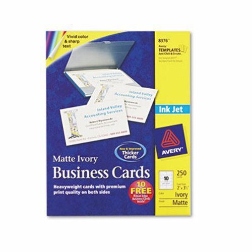 Avery Inkjet Matte Business Cards, 2 x 3 1/2, Ivory, 10/Sheet, 250/Pk (AVE8376)