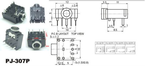 10pcs 5-pin 3.5mm socket stereo audio jack pcb panel mount for 3.5mm headphones for sale