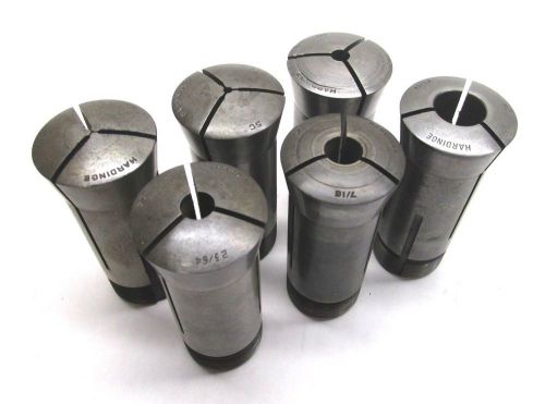 6 HARDINGE ASSORTED 5C COLLETS - 1/32&#034;, 7/64&#034;, 1/4&#034;, 23/64&#034;, 7/16&#034;, 41/64&#034;