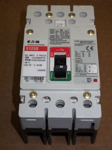 EATON Cutler Hammer E125S 3 pole 60 amp 600Y/347v EGS3060FFB Circuit Breaker