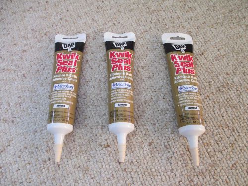 3 Dap Kwik Seal Kitchen &amp; Bath Adhesive Almond Caulk  5.5 Oz tubes