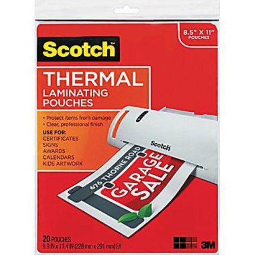 Scotch Laminating Pouch 3 mil 11 1/2&#034;HX9&#034;W 20/Pk