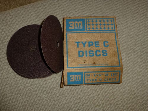 3M TYPE C SANDING DISCS 7&#034; x 7/8&#034; 50 GRIT - 24 Total NEW OLD STOCK (NOS)