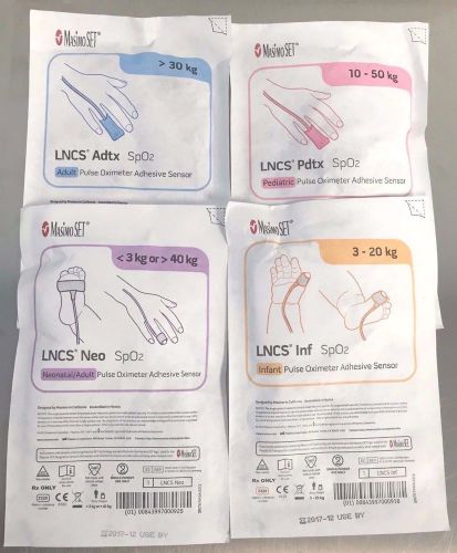 Masimo SET LNCS SpO2 Sensor Sample Pack, 3ft Adult, Pediatric, Infant, Neonatal