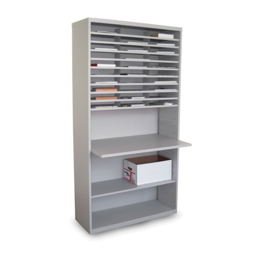 Mail Sorter Workstation with Adjustable Work Surface Slate Gray