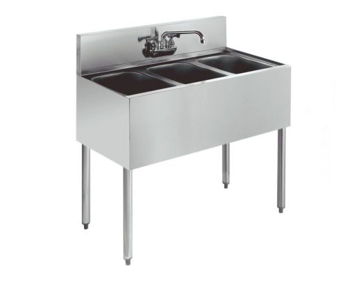 Krowne metal 3 compartment 21&#034;d bar sink w/ 7&#034; backsplash stainless nsf - kr21-3 for sale