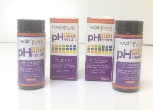 Lot of 2 healthy wiser ph health ph test strips saliva &amp; urine 100 strips 1-19 for sale