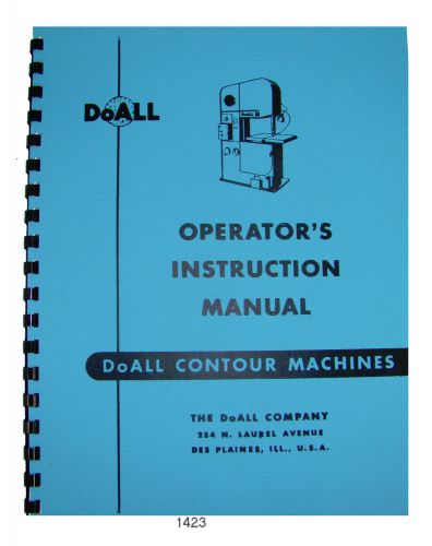 Doall bandsaw models 16-2, 26-2, 36-2, 60-2 operation-maintenance manual  *1423 for sale