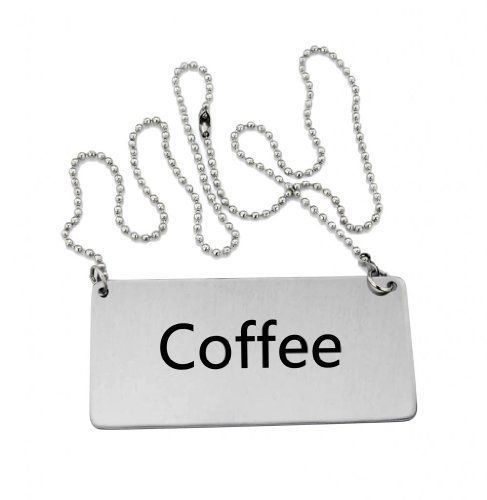 New Star Foodservice New Star Stainless Steel Chain Sign, &#034;Coffee&#034;, 3-1/2-Inch