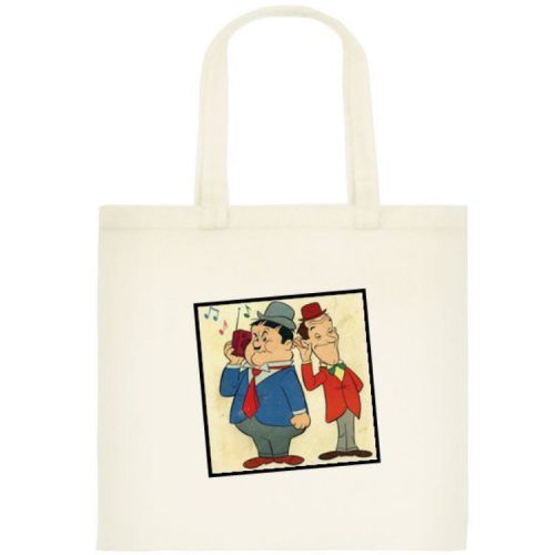 LAUREL &amp; HARDY TOTE BAG # 2. BEACH BAG. SHOPPING BAG. CARTOON CHARACTERS.