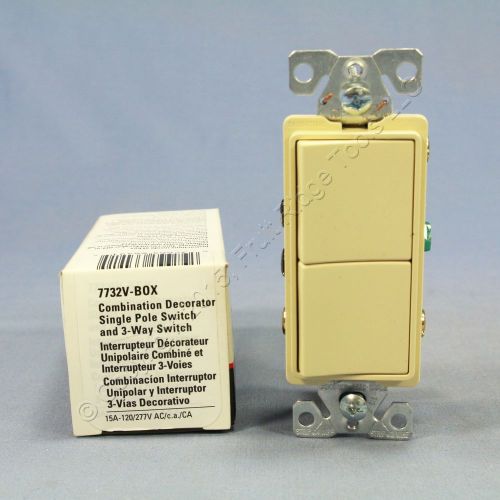 Cooper Ivory Decorator Single Pole/3-Way DOUBLE Rocker Light Switch 15A 7732V