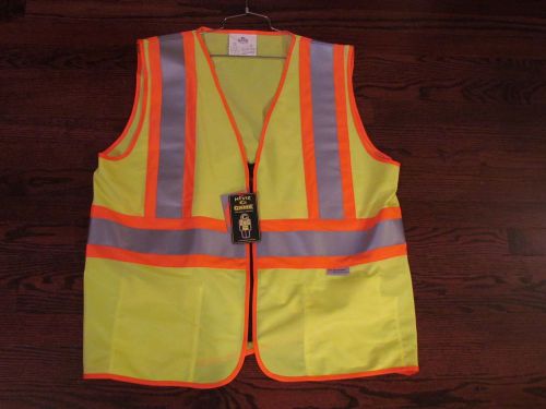 Game i-84 d.o.t. lime yellow/orange 100% polyester woven fabric class 2 vest, xl for sale