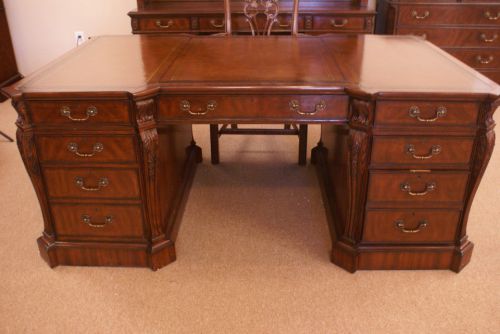 Floor Sample, Leighton Hall Partners Desk, Mahogany, 45&#034;D x 73&#034;W x 30&#034;H