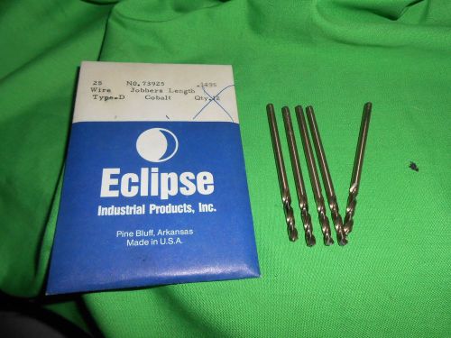 Lot of 5 Eclipse  #25 Cobalt  Jobber Length Drills USA