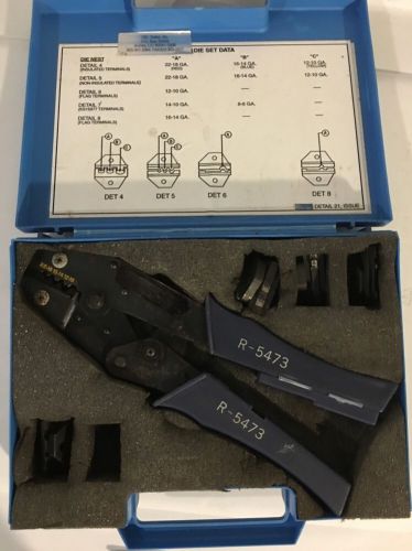 Thomas &amp; Betts R5473 w/ Die Sets  Hand Crimp Ratchet Tool Manual Die Crimper