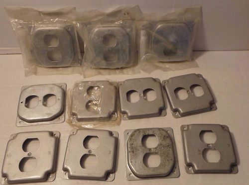 11 pc  4&#034; SQUARE EXPOSED WORK COVER Duplex Receptacle Surplus