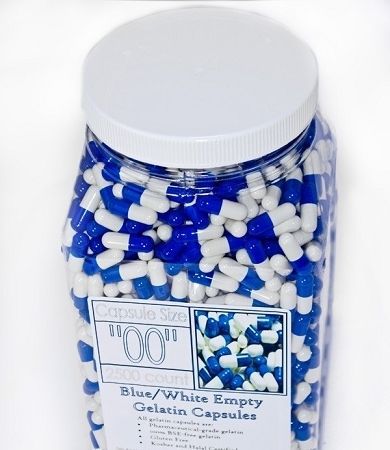 Blue/White Capsules, Size 00