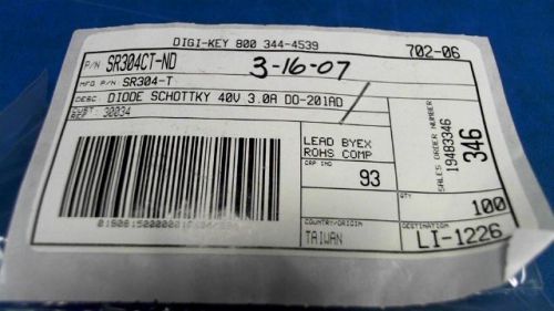 101-PCS SCHOTTKY 40V 3A DIODES SR304-T 304 SR304T