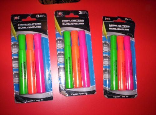 ~JOT~HIGHLIGHTERS~ORANGE~ GREEN ~ PINK ~ PACK OF 3~~ 5.0mm ~LOT OF 3 PACKS