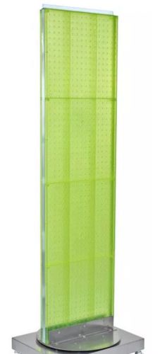 Planet Racks 16&#034; x 60&#034; Mobile Pegboard Display - Wheeled Metal Base - Green