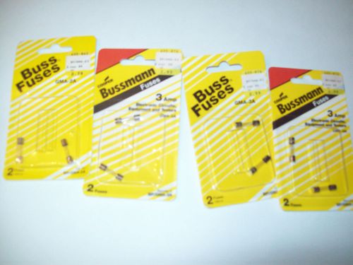 3 Pack GMA-3A BUSS BUSSMANN FUSES and 1 GMA-2A