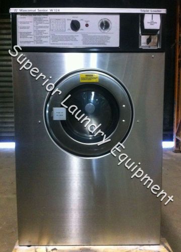 Wascomat w124 front load washer, stainless steel, 220v, 3ph, coin, reconditioned for sale