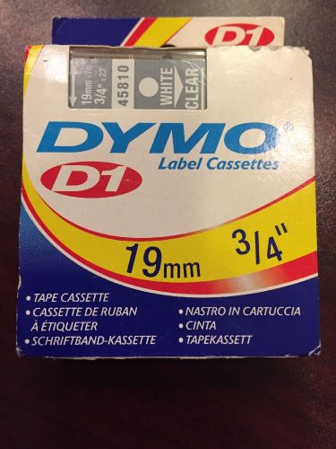 DYMO D1 45810 white on clear 19mm x 7m 3/4&#034; x 23&#039; Set Of 5 NIB