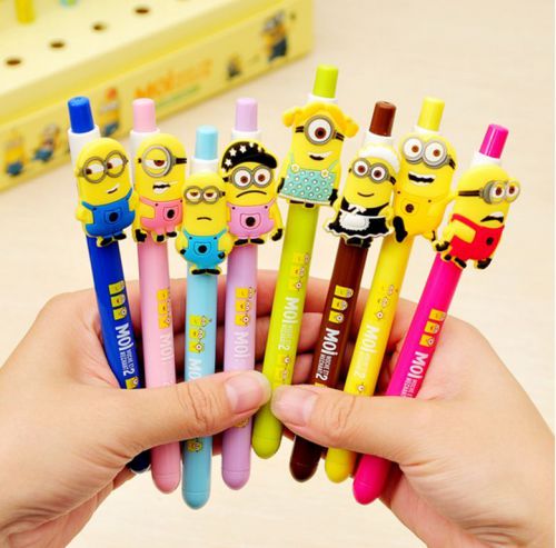 2PCS Minions Gel Pen Ball-point Black 0.5 mm Kids‘ Stationery Toys Gift NJ028