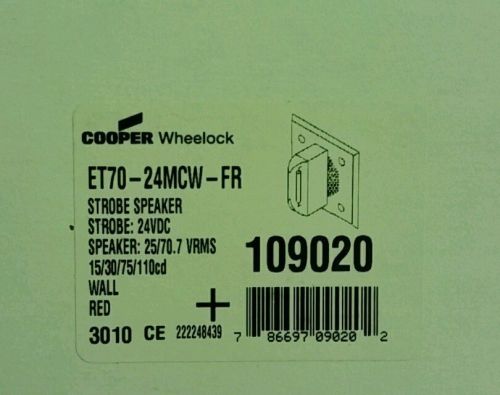 Cooper wheelock lot of 8 wall fire alarm strobe/speaker et70-24mcw-fr for sale